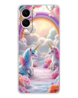 Чехол для Samsung Galaxy S25 Edge с картинкой «Радуга и единороги»