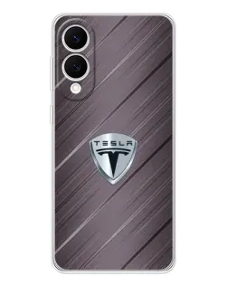 Чехол для Samsung Galaxy S25 Edge с картинкой «Металлическая текстура Tesla»
