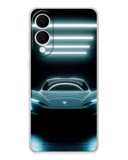 Чехол для Samsung Galaxy S25 Edge с картинкой «Tesla в неоне»