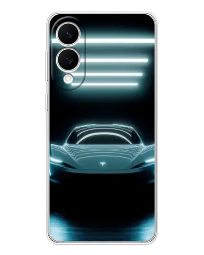 Чехол для Samsung Galaxy S25 Edge с картинкой «Tesla в неоне»