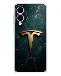 Чехол для Samsung Galaxy S25 Edge с картинкой «Мраморная Tesla Gold»