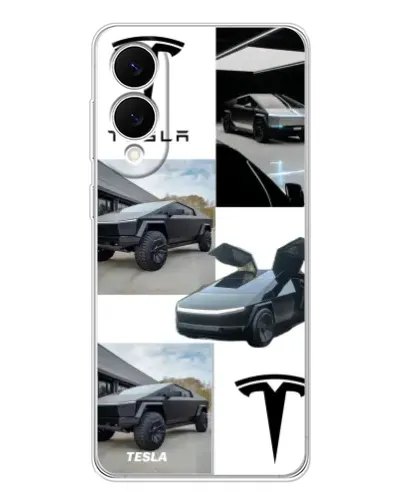 Чехол для Samsung Galaxy S25 Edge с картинкой «Коллаж Cybertruck Tesla»