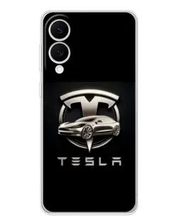 Чехол для Samsung Galaxy S25 Edge с картинкой «Tesla — серебристое авто»