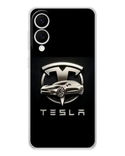 Чехол для Samsung Galaxy S25 Edge с картинкой «Tesla — серебристое авто»