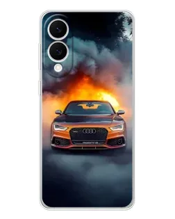 Чехол для Samsung Galaxy S25 Edge с картинкой «Audi в огненном дыму»