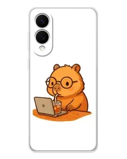 Чехол для Samsung Galaxy S25 Edge с картинкой «Капибара с ноутбуком»