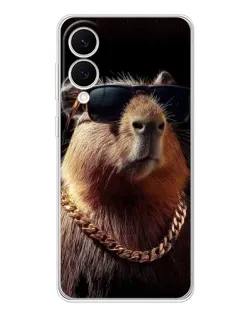 Чехол для Samsung Galaxy S25 Edge с картинкой «Капибара золотая цепь»