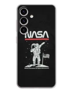 Чехол для Samsung Galaxy S25 FE с картинкой «NASA — шагаем по Луне»