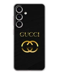 Чехол для Samsung Galaxy S25 FE с картинкой «Золотой логотип Gucci»
