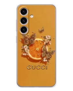 Чехол для Samsung Galaxy S25 FE с картинкой «Gucci — золотые бабочки»