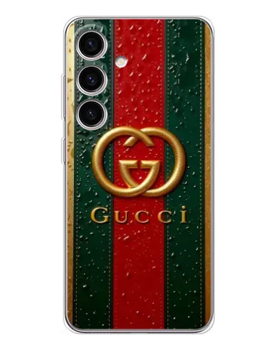Чехол для Samsung Galaxy S25 FE с картинкой «Gucci — фирменная полоса и золото» Чехол для Samsung Galaxy S25 FE с картинкой «Gucci — фирменная полоса и золото»