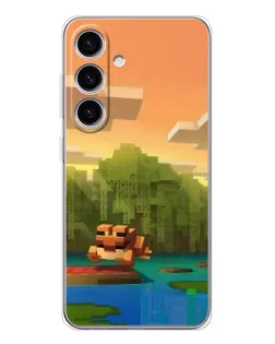 Чехол для Samsung Galaxy S25 FE с картинкой «Майнкрафт закат солнца»