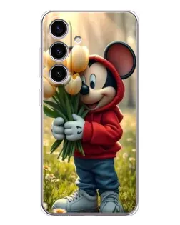 Чехол для Samsung Galaxy S25 FE с картинкой «Микки с тюльпанами»