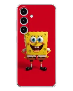Чехол для Samsung Galaxy S25 FE с картинкой «Спанч Боб на красном»