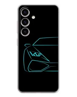 Чехол для Samsung Galaxy S25 FE с картинкой «Голубой силуэт Lamborghini»