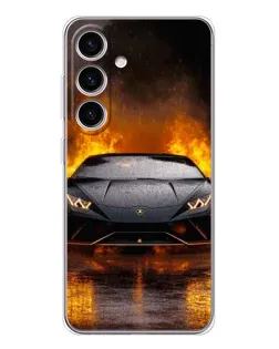 Чехол для Samsung Galaxy S25 FE с картинкой «Lamborghini в огне»