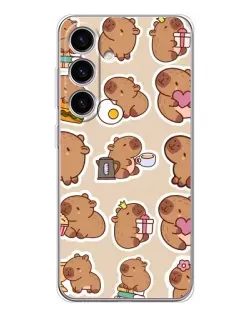 Чехол для Samsung Galaxy S25 FE с картинкой «Капибары паттерн» Чехол для Samsung Galaxy S25 FE с картинкой «Капибары паттерн»