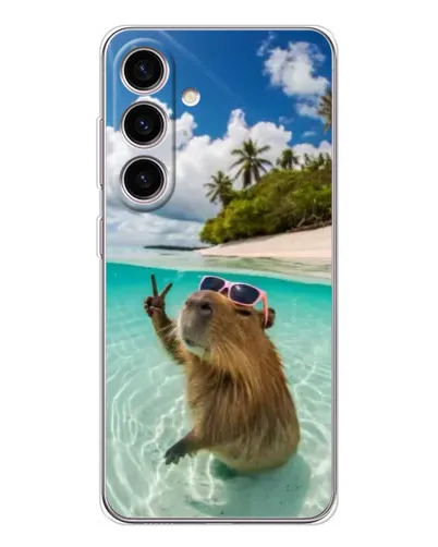 Чехол для Samsung Galaxy S25 FE с картинкой «Капибара на море»