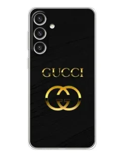 Чехол для Samsung Galaxy S25 Plus с картинкой «Золотой логотип Gucci»