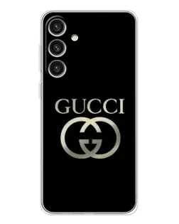 Чохол для Samsung Galaxy S25 Plus з картинкою «Gucci — золото на чорному» Чохол для Samsung Galaxy S25 Plus з картинкою «Gucci — золото на чорному»