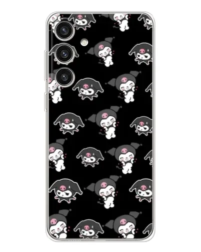 Чехол для Samsung Galaxy S25 Plus с картинкой «Черный паттерн Kuromi»