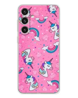 Чехол для Samsung Galaxy S25 Plus с картинкой «Unicorn паттерн розовый»