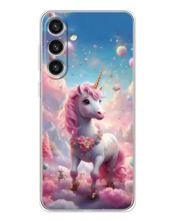 Чехол для Samsung Galaxy S25 Plus с картинкой «Единорог среди облаков»