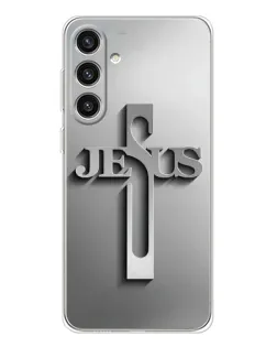 Чехол для Samsung Galaxy S25 Plus с картинкой «Металлический крест Jesus»