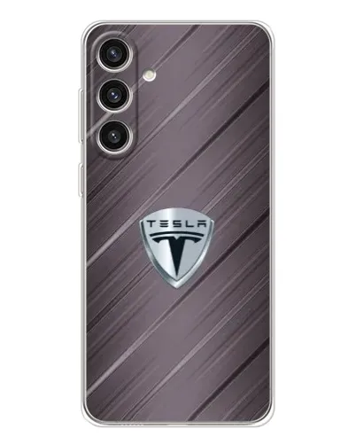 Чехол для Samsung Galaxy S25 Plus с картинкой «Металлическая текстура Tesla»