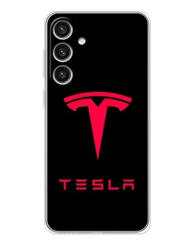 Чехол для Samsung Galaxy S25 Plus с картинкой «Tesla Red Logo»