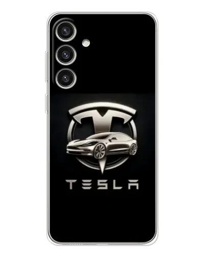 Чехол для Samsung Galaxy S25 Plus с картинкой «Tesla — серебристое авто»