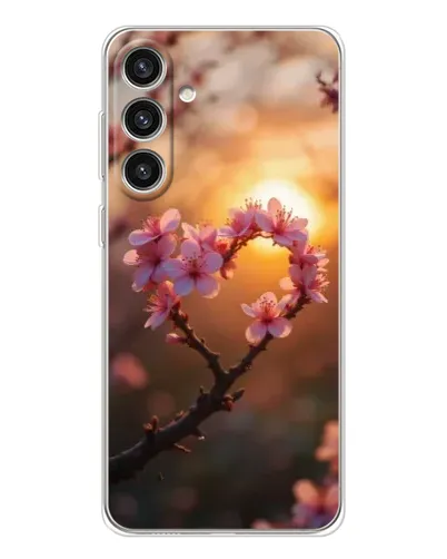 Чохол для Samsung Galaxy S25 Plus з картинкою «Рожевий цвіт сердечко на тлі заходу» Чохол для Samsung Galaxy S25 Plus з картинкою «Рожевий цвіт сердечко на тлі заходу»