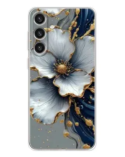 Чехол для Samsung Galaxy S25 Plus с картинкой «Белый цветок и золотой флюид» Чехол для Samsung Galaxy S25 Plus с картинкой «Белый цветок и золотой флюид»