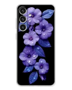 Чохол для Samsung Galaxy S25 Plus з картинкою «Фіолетові квіти з росою»