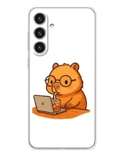 Чехол для Samsung Galaxy S25 Plus с картинкой «Капибара с ноутбуком»