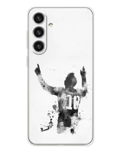 Чохол для Samsung Galaxy S25 Plus з картинкою «Чорно-білий силует Мессі»