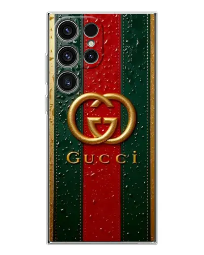Чохол для Samsung Galaxy S25 Ultra з картинкою «Gucci — фірмова смуга та золото» Чохол для Samsung Galaxy S25 Ultra з картинкою «Gucci — фірмова смуга та золото»