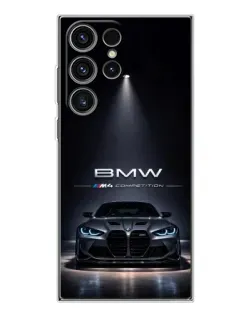 Чехол для Samsung Galaxy S25 Ultra с картинкой «BMW сквозь ночной город»