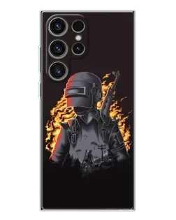 Чехол для Samsung Galaxy S25 Ultra с картинкой «PUBG — огненный силуэт»