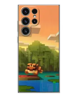 Чехол для Samsung Galaxy S25 Ultra с картинкой «Майнкрафт закат солнца»