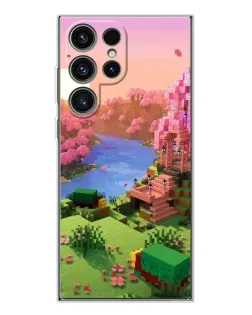 Чехол для Samsung Galaxy S25 Ultra с картинкой «Розовое дерево Minecraft»