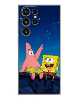 Чехол для Samsung Galaxy S25 Ultra с картинкой «Губка Боб и Патрик ночью»