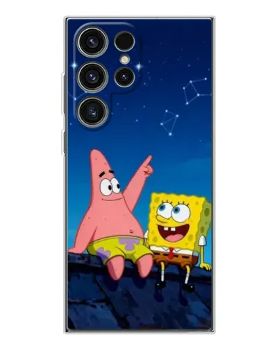 Чехол для Samsung Galaxy S25 Ultra с картинкой «Губка Боб и Патрик ночью»