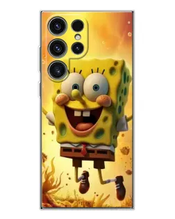 Чехол для Samsung Galaxy S25 Ultra с картинкой «Губка Боб прыгает»