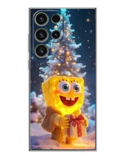 Чехол для Samsung Galaxy S25 Ultra с картинкой «Рождественский Спанч Боб»