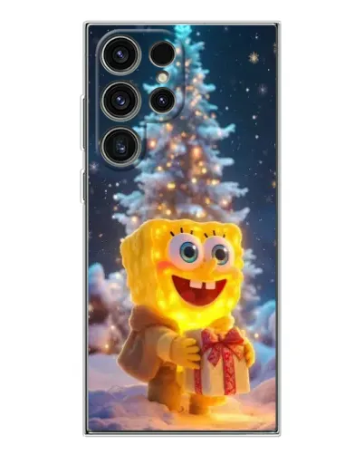 Чехол для Samsung Galaxy S25 Ultra с картинкой «Рождественский Спанч Боб»