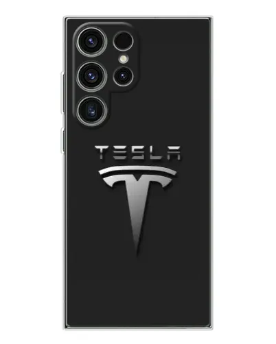 Чехол для Samsung Galaxy S25 Ultra с картинкой «Стальной логотип Tesla»