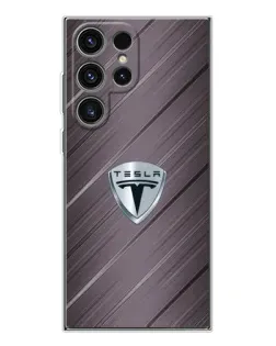 Чехол для Samsung Galaxy S25 Ultra с картинкой «Металлическая текстура Tesla»