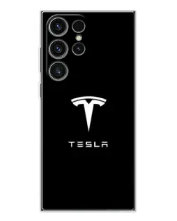 Чехол для Samsung Galaxy S25 Ultra с картинкой «Tesla White Logo»