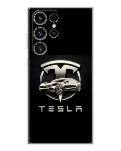 Чехол для Samsung Galaxy S25 Ultra с картинкой «Tesla — серебристое авто»